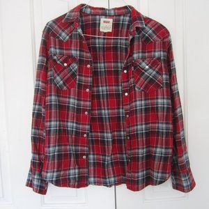 Levi's Red Blue White Plaid Flannel Soft Edgy Cozy Comfortable West Coast Hot